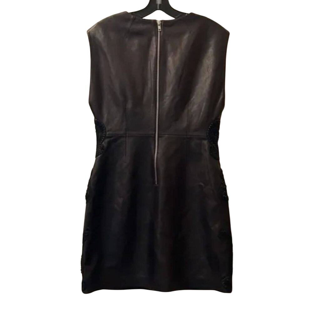 New FREE PEOPLE City Slicker Leather Mini Dress $698 SIZE 10 Black - Picture 6 of 8